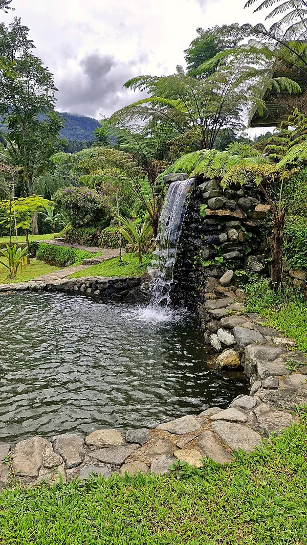 Kolam dengan air terjun kecil
